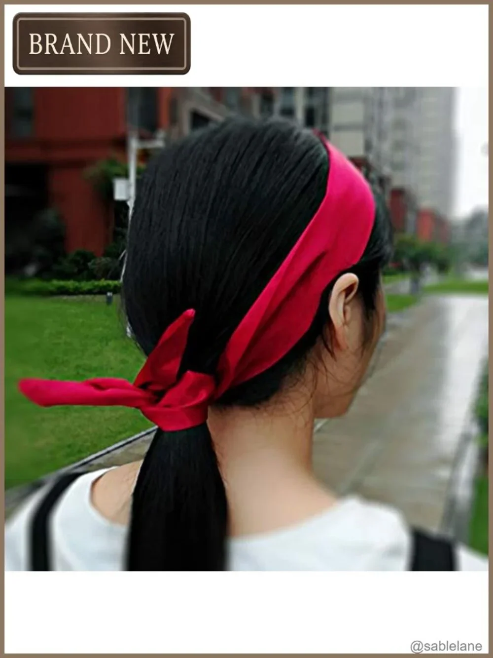 Satin Chiffon Fashion Headband with Twist Bow for Women - Red